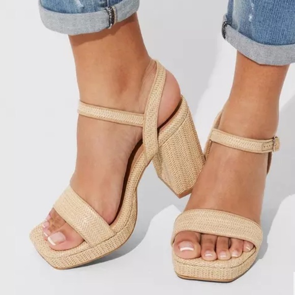 torrid Shoes - TORRID Raffia Platform Heel Sandal Size 10WW 10 Extra Wide NWT Boho Natural